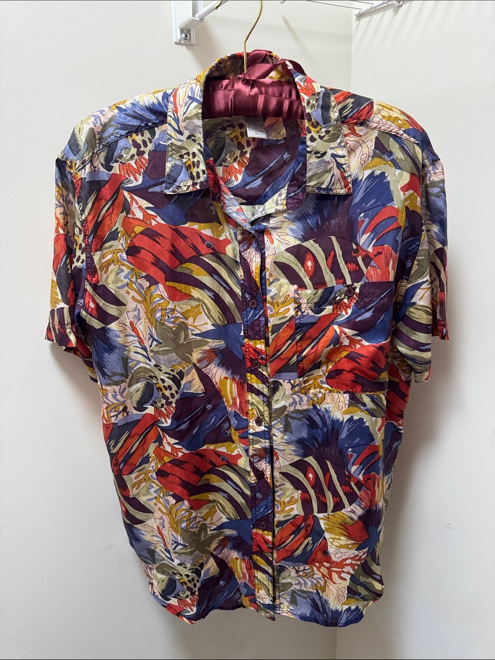 K Arnold Silk Multicolor Tropical Fish Print Short-Sleeve Shirt